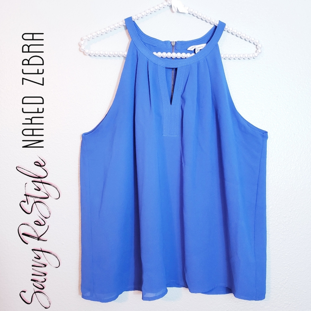 Naked Zebra | Blue Halter Top Size Medium